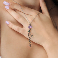 Thumbnail for Flower Name Necklace - Custom Name Necklace - Gifts for Mom - Personalized Gift - Birthday Gifts for Her Necklace Silver Brother & Sisters