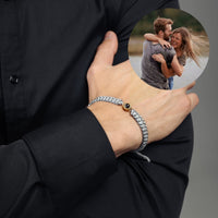 Thumbnail for Man Bracelet - Men’s Personalised Bracelet - Personalized Gift - Custom Jewelry For Him - Custom Bracelet Picture - Personalised Photo Gift Bracelet Grey / Gold Brother & Sisters