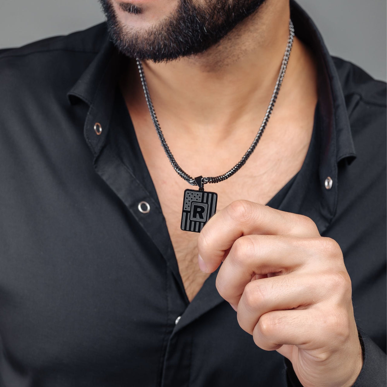 Man Necklace - Initial Necklace - Military Letter Necklace - Mens Chain Necklace Necklace A Brother & Sisters