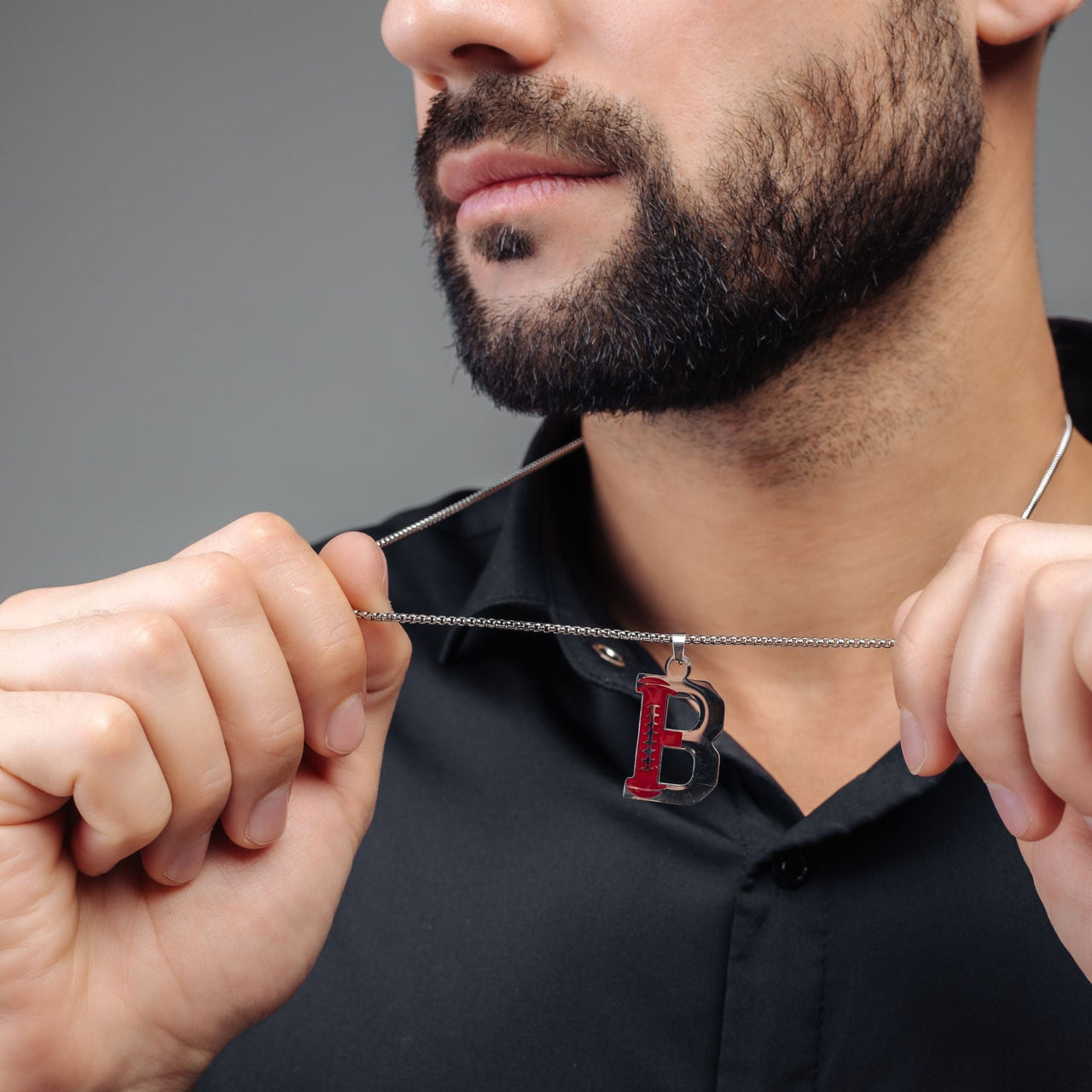 Man Necklace - Initial Necklace - Rugby Letter Necklace - Mens Chain Necklace Necklace Brother & Sisters