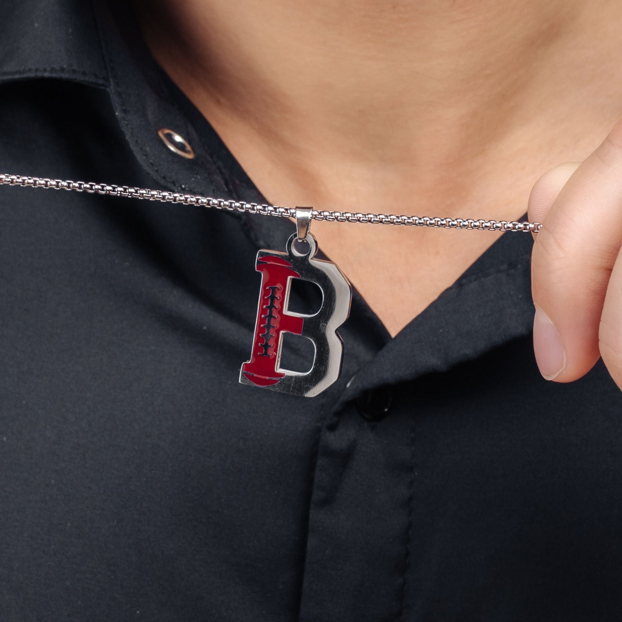 Man Necklace - Initial Necklace - Rugby Letter Necklace - Mens Chain Necklace Necklace Brother & Sisters