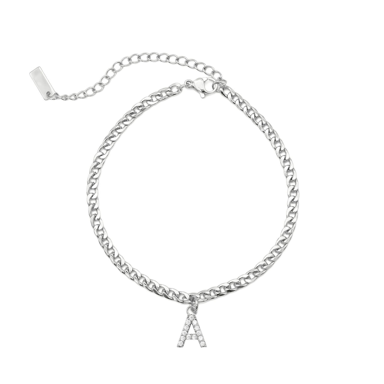 Silver Initial Anklet - Ankle Bracelet - Anklet for Women - Silver Leg Bracelet Anklet A Brother & Sisters