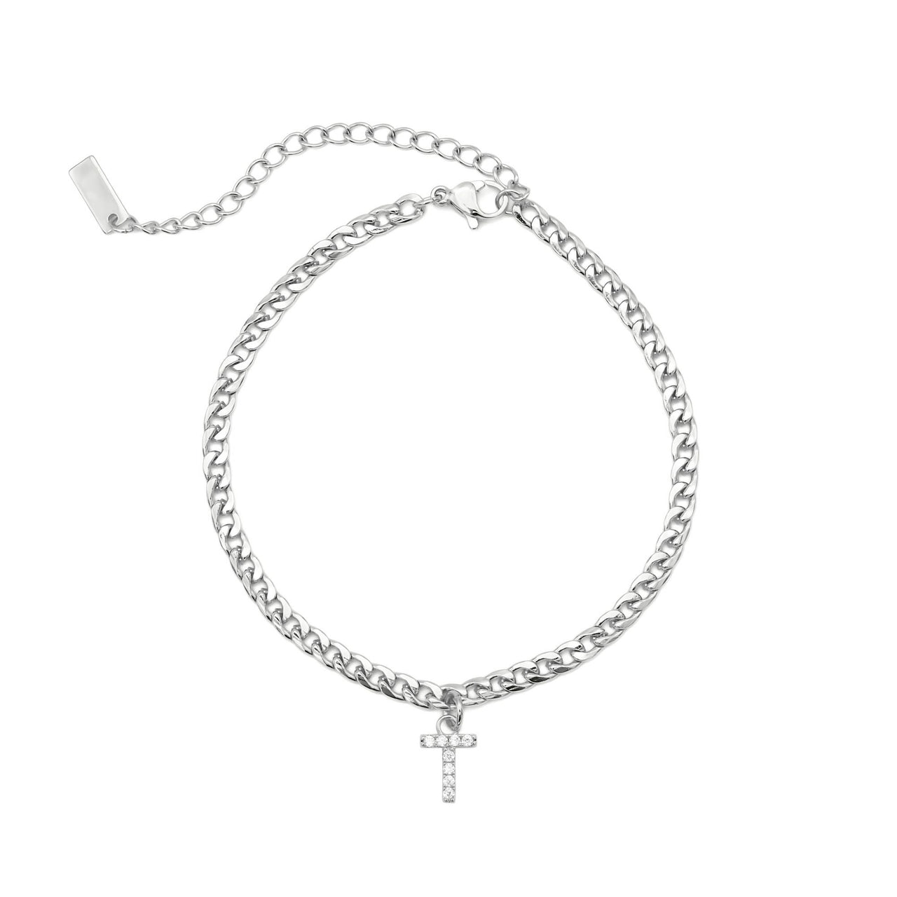 Silver Initial Anklet - Ankle Bracelet - Anklet for Women - Silver Leg Bracelet Anklet T Brother & Sisters