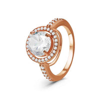Thumbnail for Rose gold halo engagement ring — product photo on a white background, silver