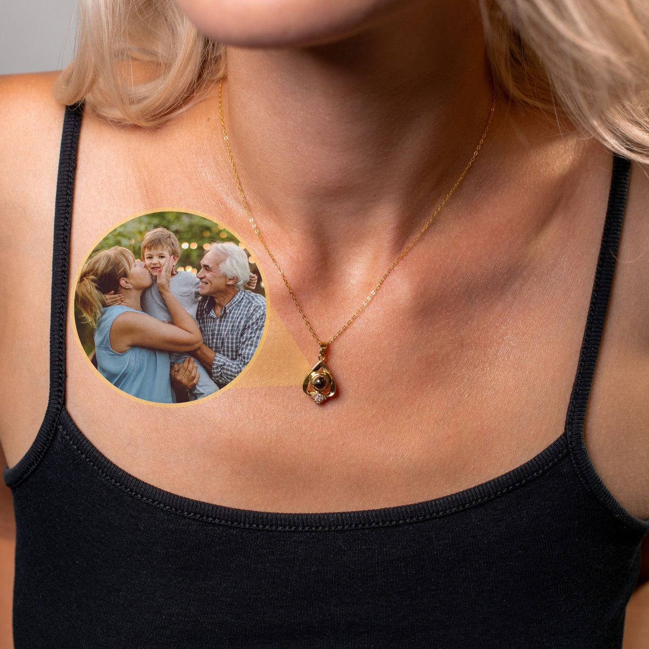 Reversed Heart Photo Necklace