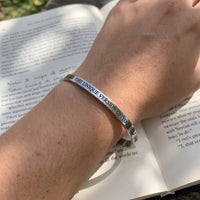 Thumbnail for Engraved bracelet — worn, real size, silver | SKU: btuvoy-wg