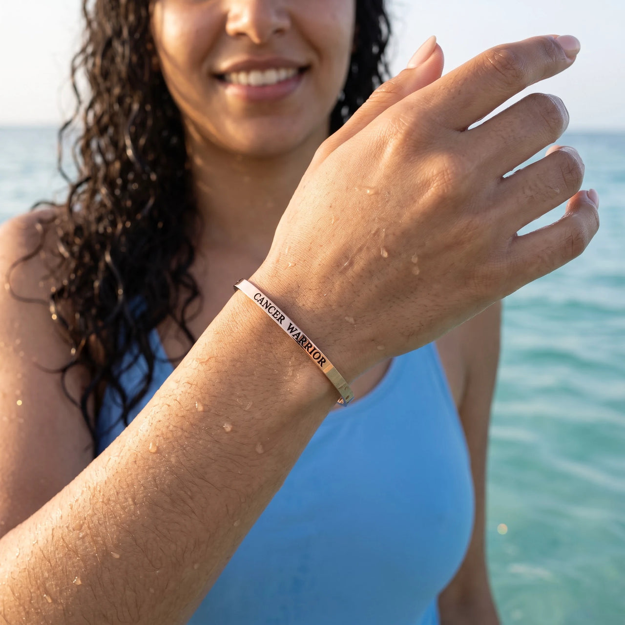 Cancer bracelets — worn in the water, waterproof, rose gold | SKU: 7220397-rose-gold-plated