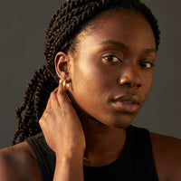 Thumbnail for Chunky Dome Hoops in Gold, studio portrait | SKU: 41005-gold
