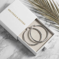 Thumbnail for Diamond Cut Statement Hoops in Silver, in the gift box | SKU: 41009-silver