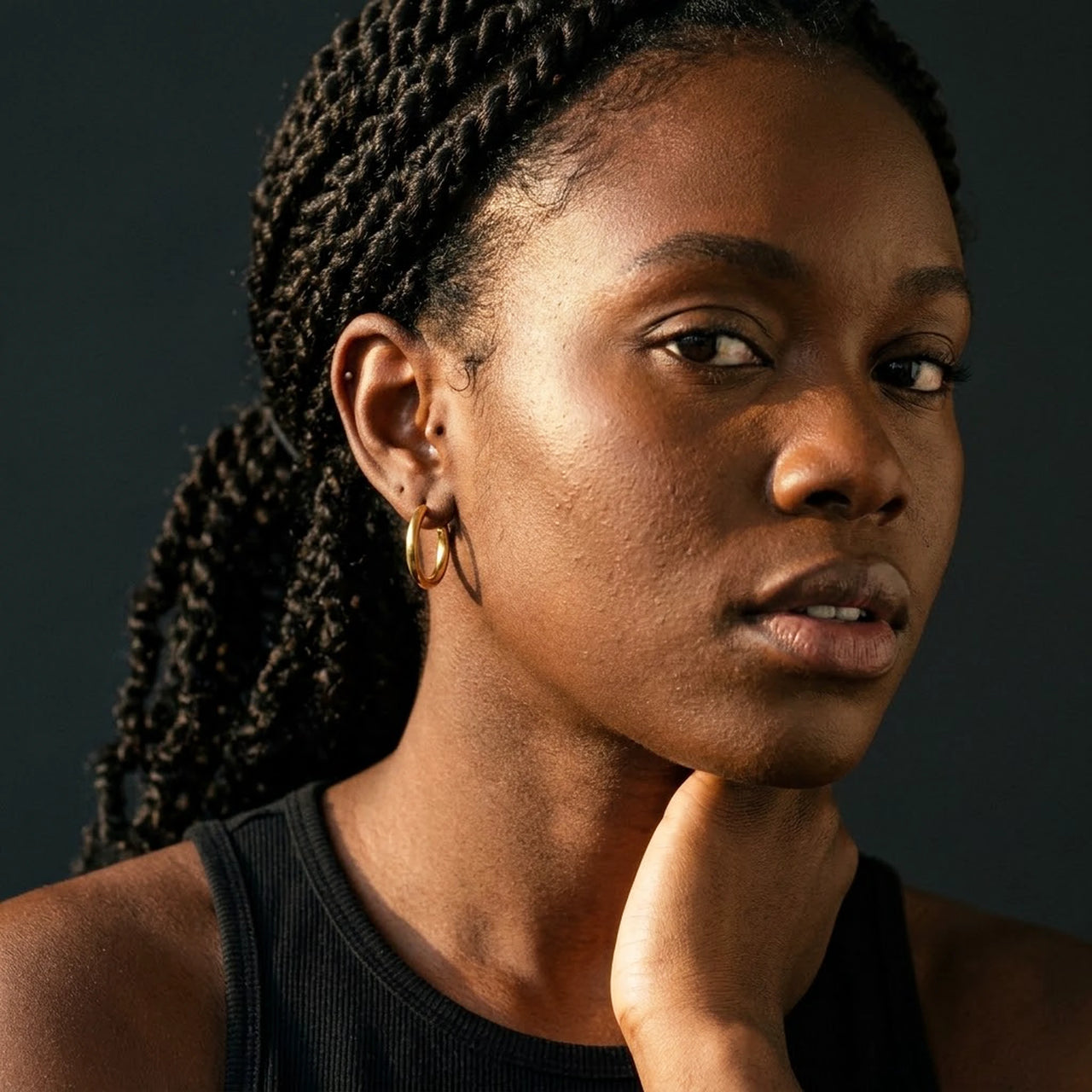 Everyday Waterproof Hoops in Gold, studio portrait | SKU: 41001-gold