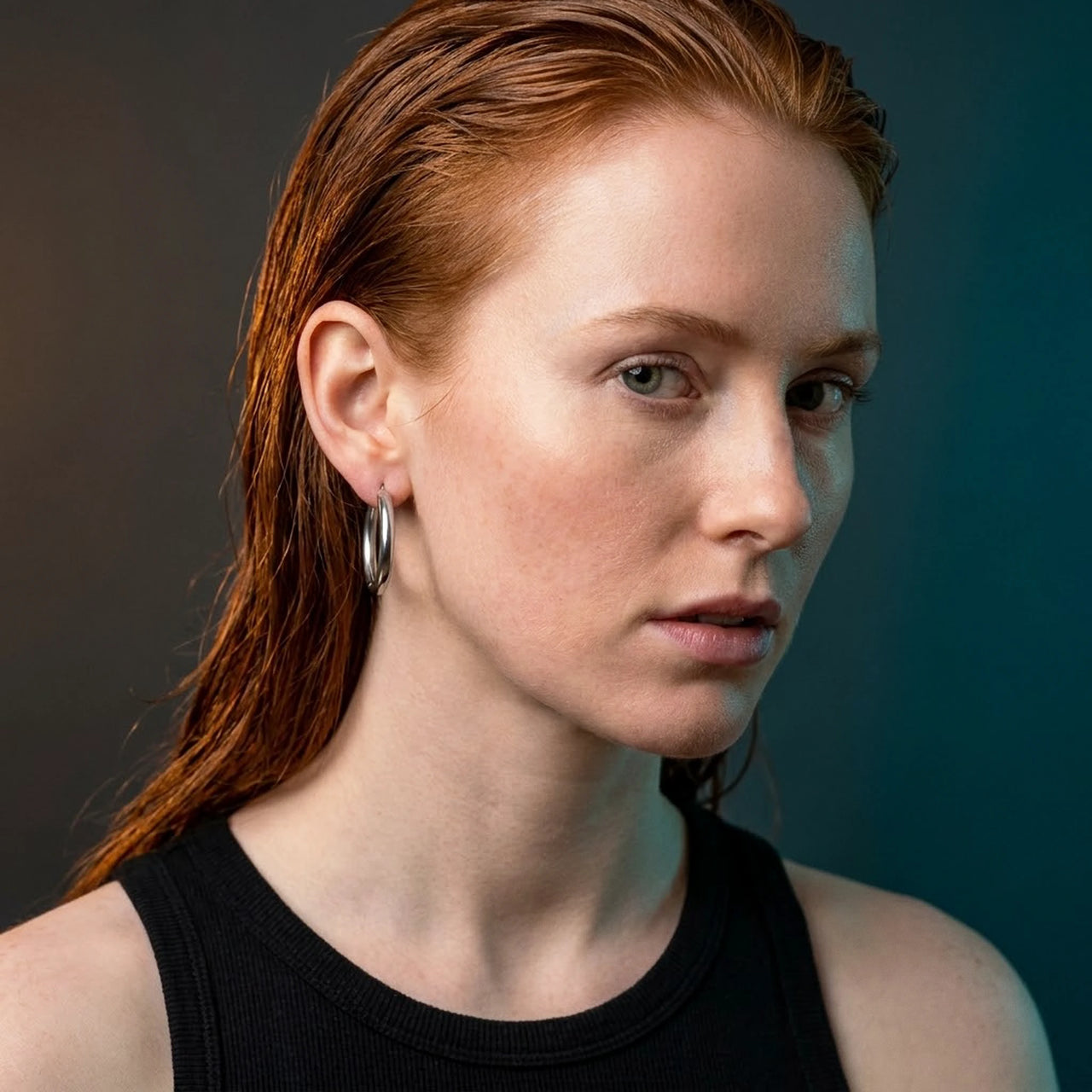 Everyday Waterproof Hoops in Silver, studio portrait | SKU: 41001-silver