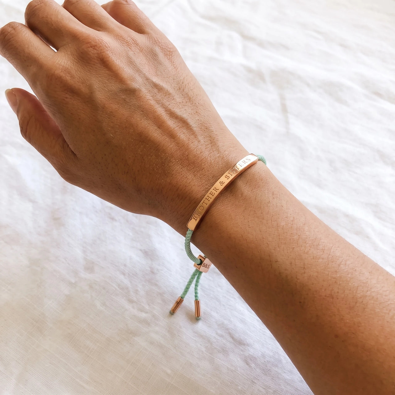 Cord bracelet — worn, real size, rose gold | SKU: lamenthe-rg