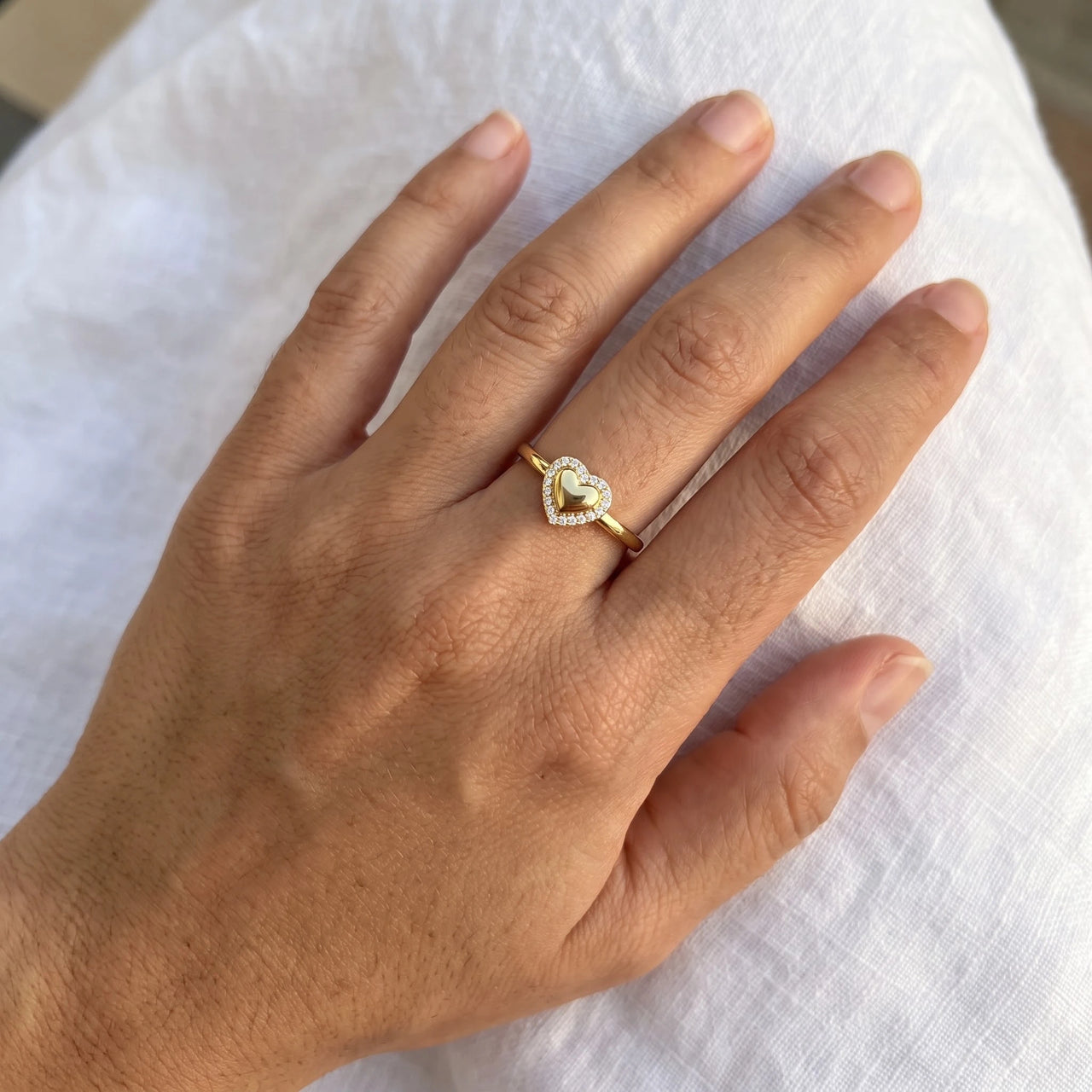 Heart ring — worn, real size, gold | SKU: lecoeur