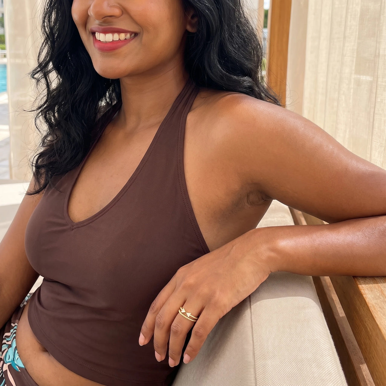 The Butterfly ring in gold worn during a relaxed moment | SKU: lepapillon