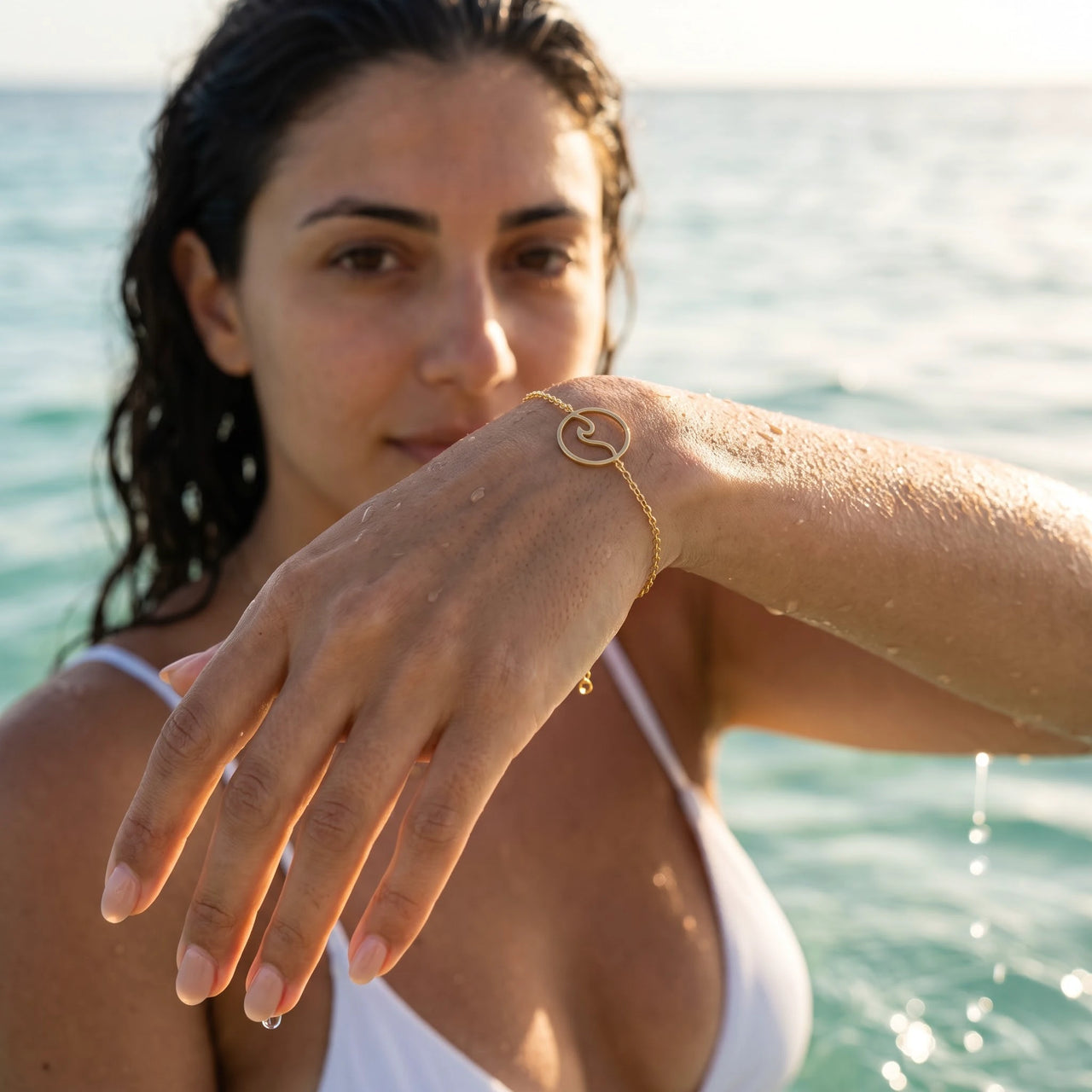 Wave bracelet — worn in the water, waterproof, gold | SKU: 17429078-gold