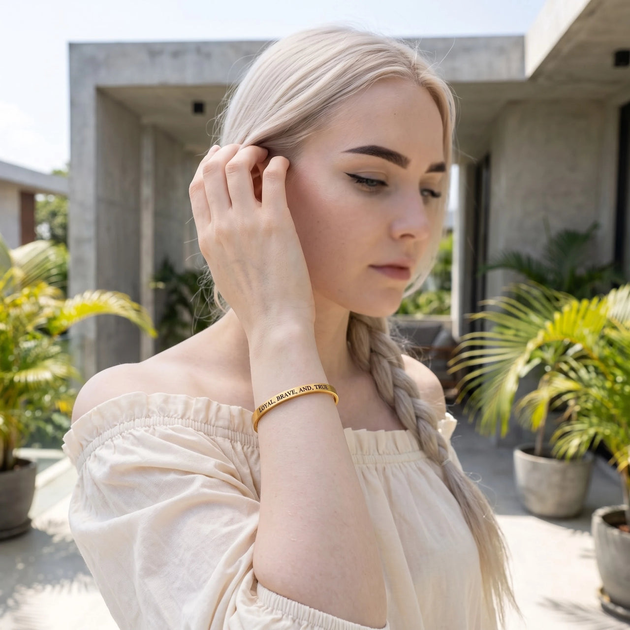 Loyal brave true — worn, everyday gesture, gold | SKU: lbat-g