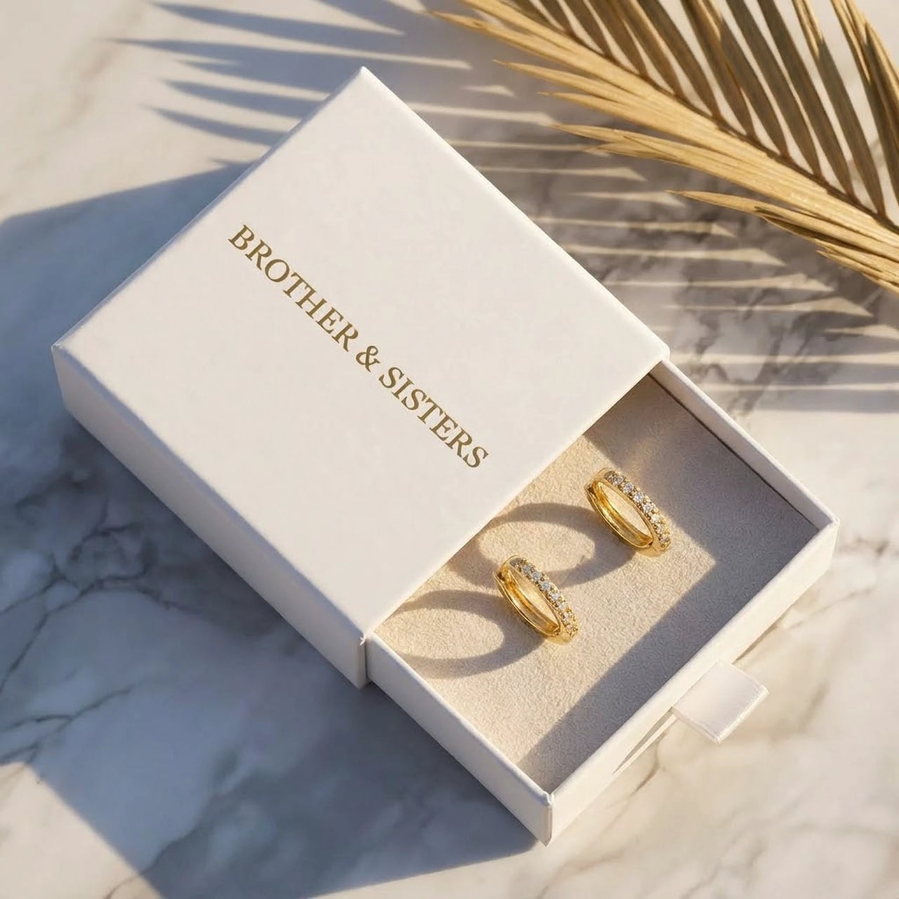 Pave Huggie Hoop Earrings in Gold, in the gift box | SKU: 41011-gold