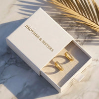 Thumbnail for Pave Huggie Hoop Earrings in Gold, in the gift box | SKU: 41011-gold