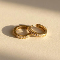 Thumbnail for Pave Huggie Hoop Earrings in Gold, product photo | SKU: 41011-gold