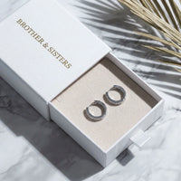 Thumbnail for Pave Huggie Hoop Earrings in Silver, in the gift box | SKU: 41011-silver