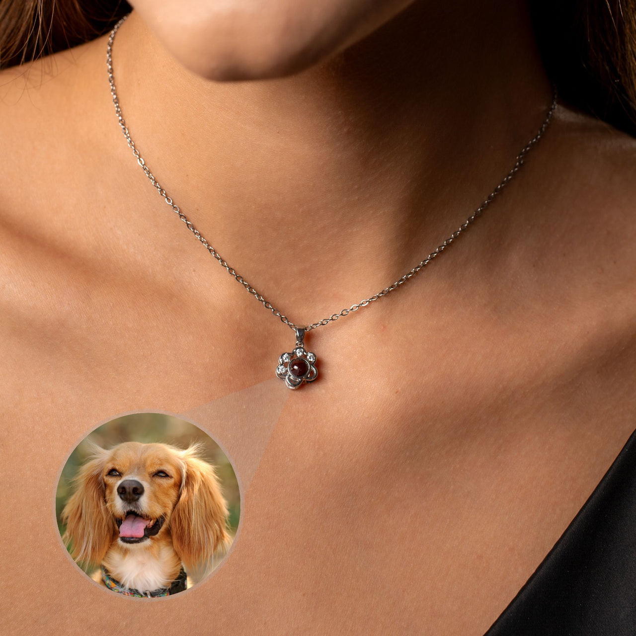 Paw Print Photo Necklace