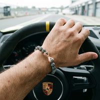 Thumbnail for Rose Gold Viking & Grey Stones – hand on a Porsche GT3 steering wheel | Brother & Sisters | SKU: 21039839-rose-gold-XS-14-15, 21039839-rose-gold-S-16-17, 21039839-rose-gold-M-18-19, 21039839-rose-gold-L-20-21, 21039839-rose-gold-XL-22-23