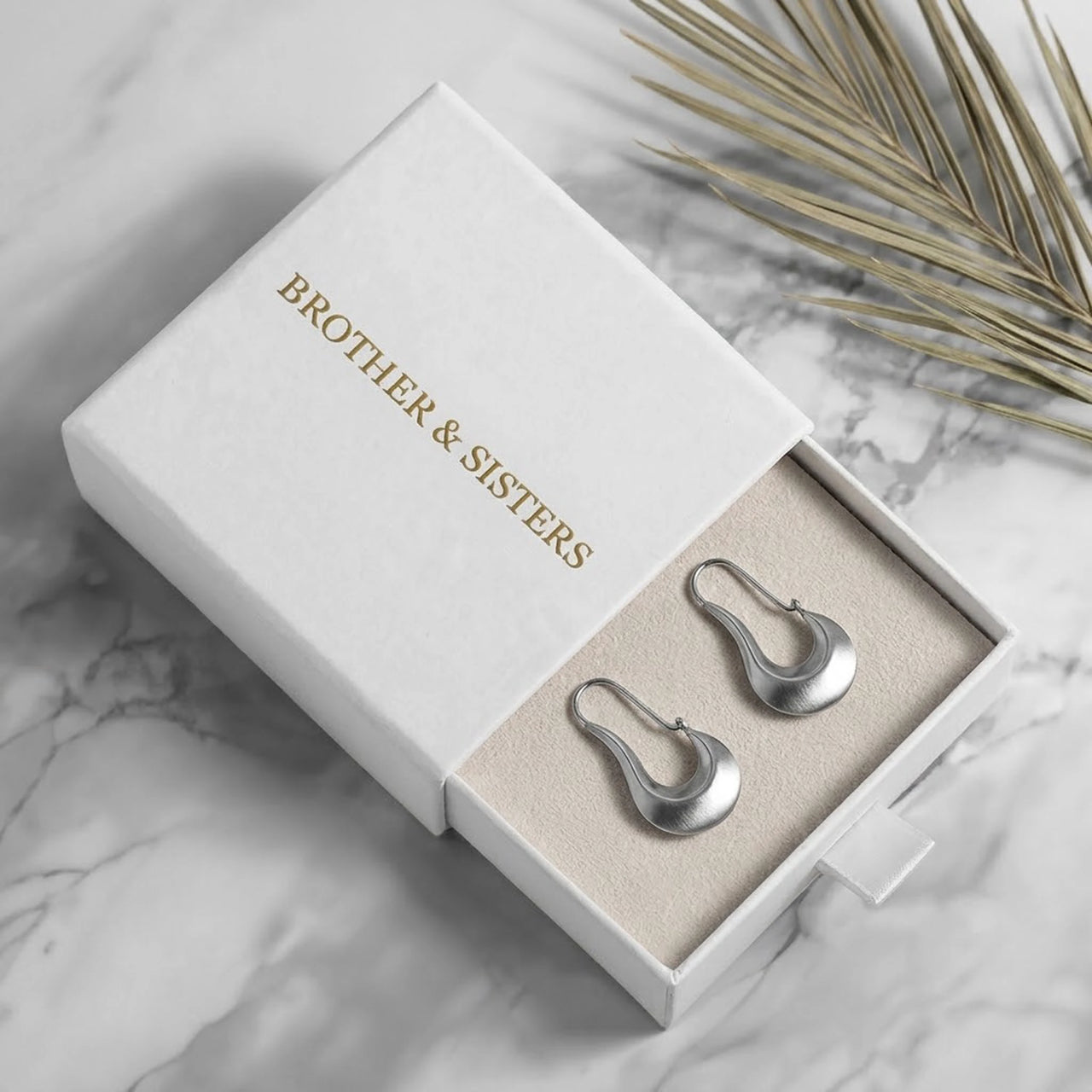 Sculpted Crescent Drops in Silver, in the gift box | SKU: 41008-silver