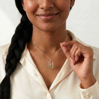 Thumbnail for Woman wearing the rose gold oval photo necklace with her grandmother's photo | SKU: TPH-OVLN-ROSEGOLD
