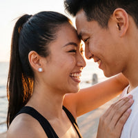 Thumbnail for Circle stud earrings — worn by a couple, silver | SKU: 19991927
