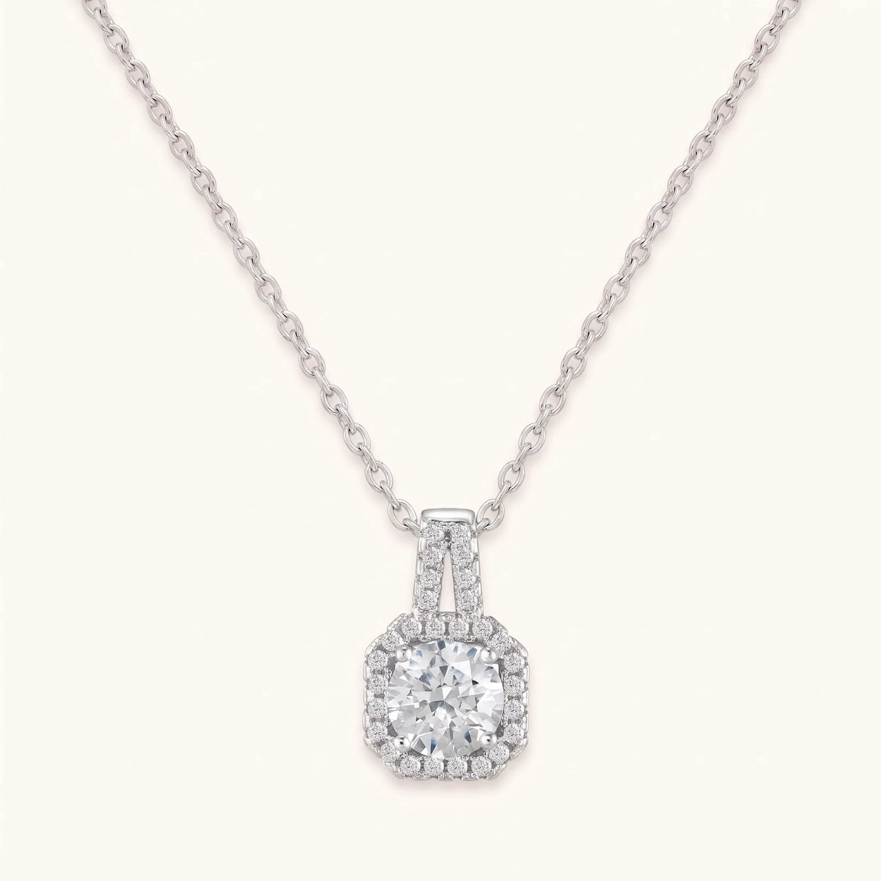 Square pendant necklace — product photo on a white background, silver | SKU: 505762