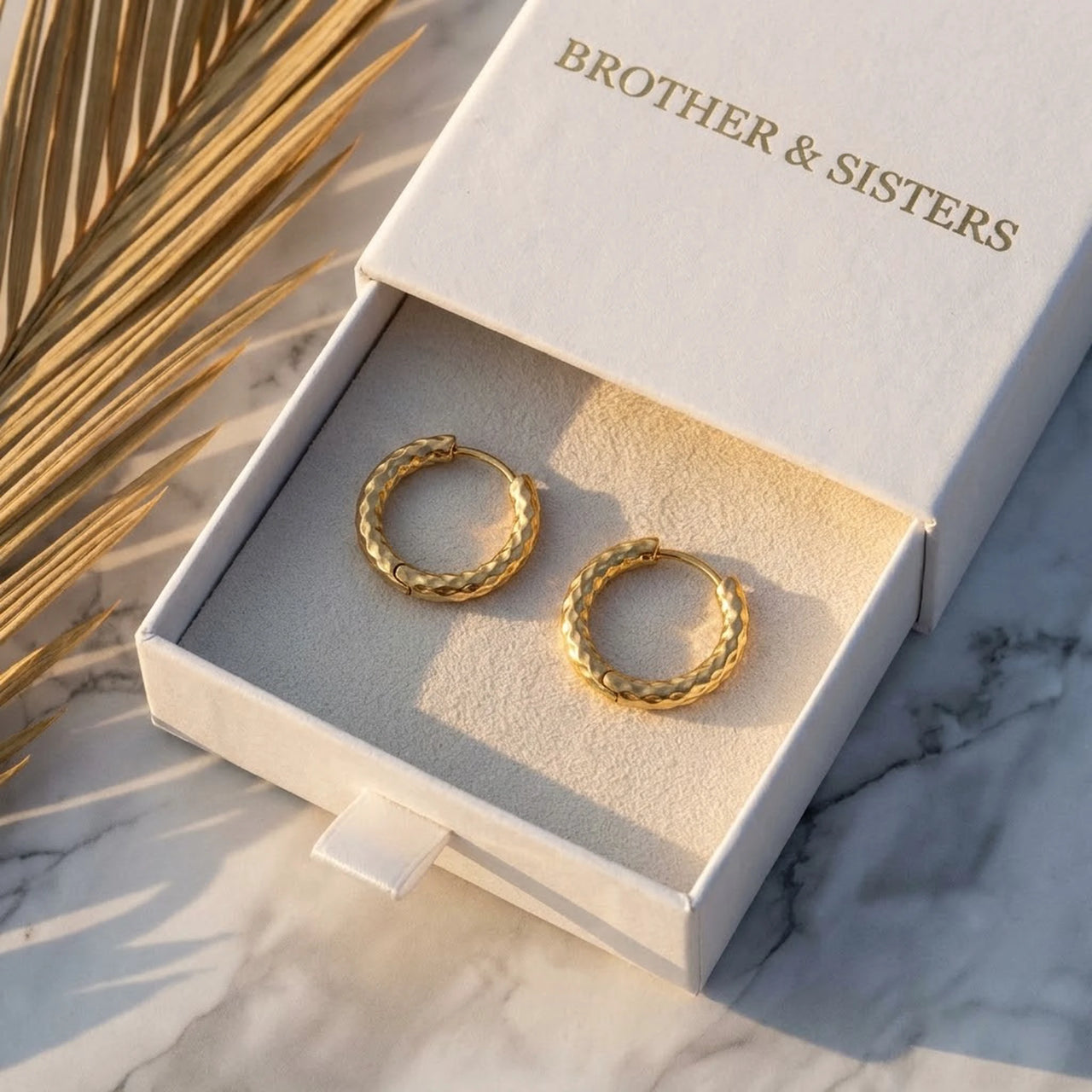Twisted Rope Huggie Hoops in Gold, in the gift box | SKU: 41012-gold