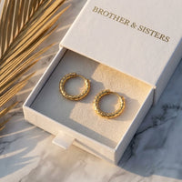 Thumbnail for Twisted Rope Huggie Hoops in Gold, in the gift box | SKU: 41012-gold