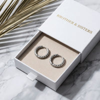 Thumbnail for Twisted Rope Huggie Hoops in Silver, in the gift box | SKU: 41012-silver